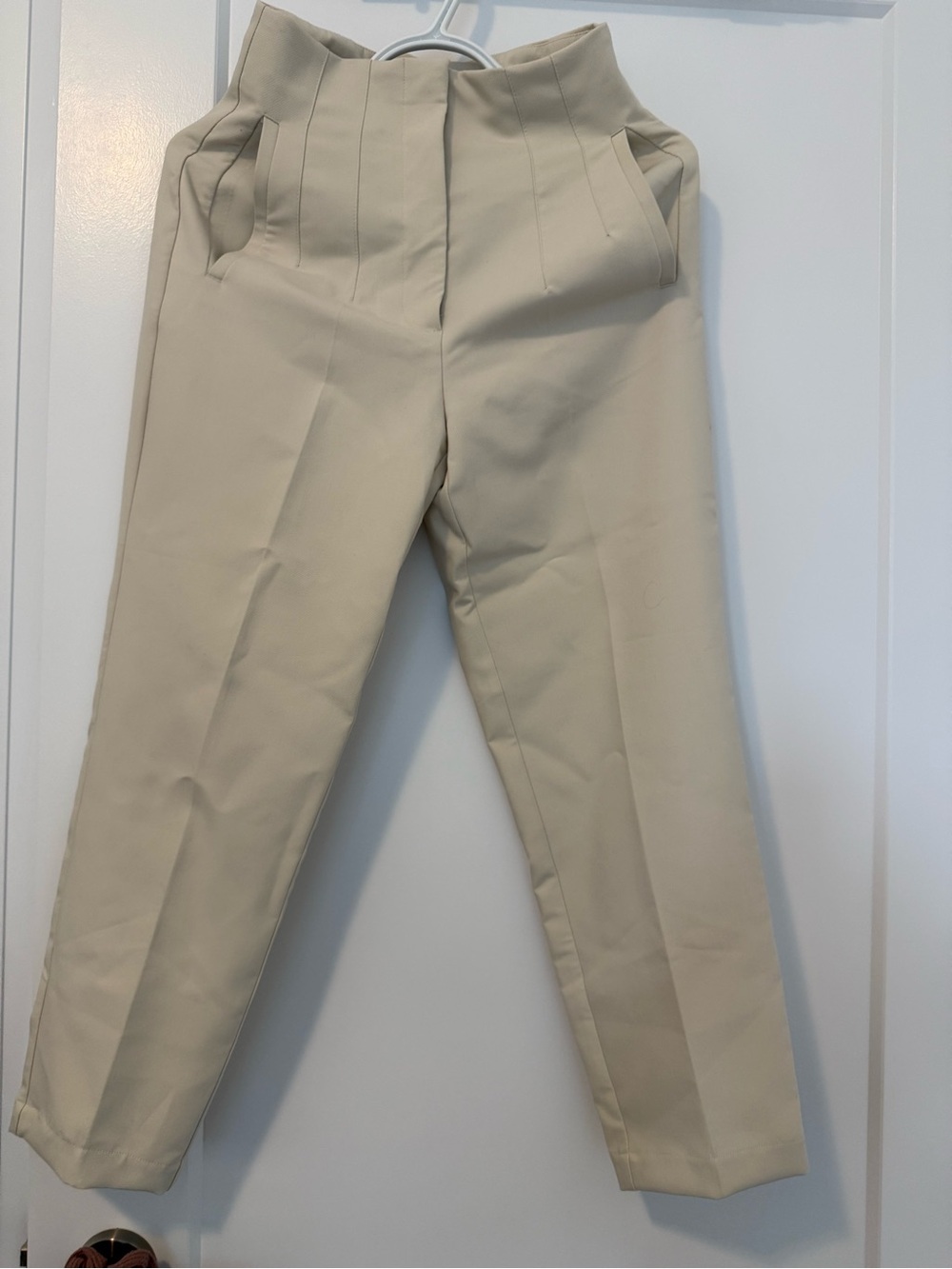 Zara Cream High-Waist Tailored Trousers